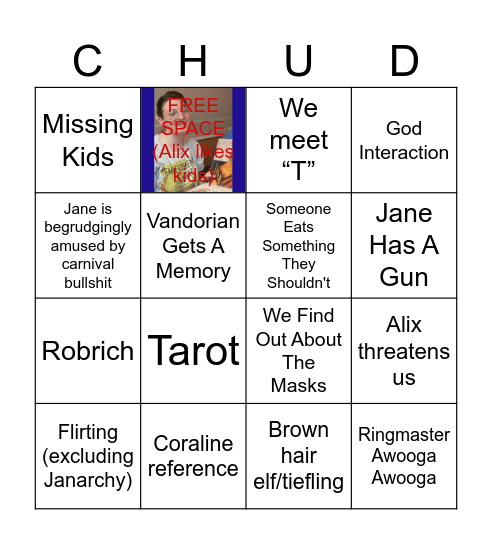 CHUD session 5 Bingo Card