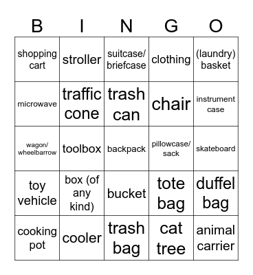what people are bringing Bingo Card