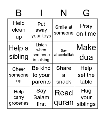 kindness Bingo Card
