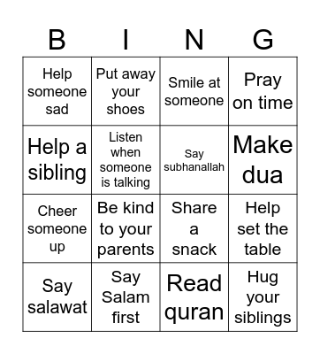 kindness Bingo Card