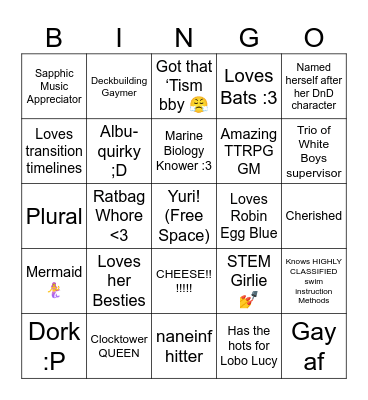 Bestie Bingo Card