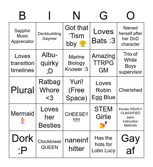 Bestie Bingo Card