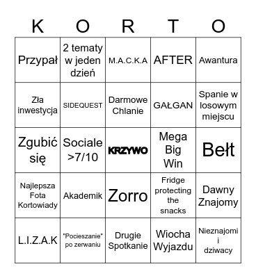 Kortowiada 2k26 Bingo Card