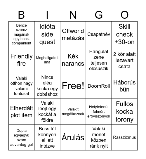 DM Bingo Card