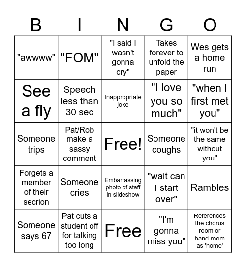 Banquet Bonanza Bingo Card