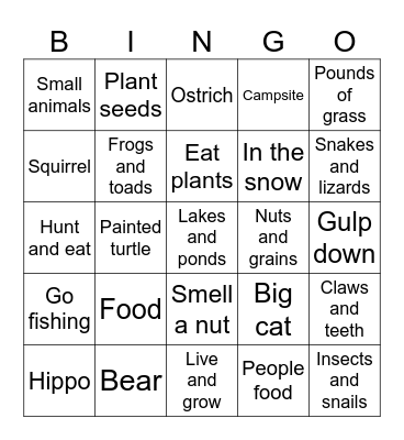Go Wild! Bingo Card
