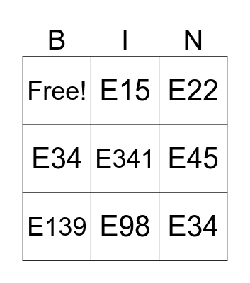 L&S Bingo Card
