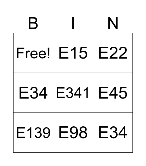 L&S Bingo Card