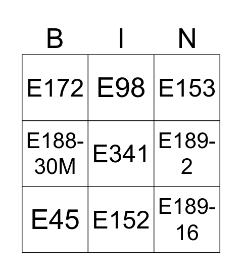 L&S Bingo Card