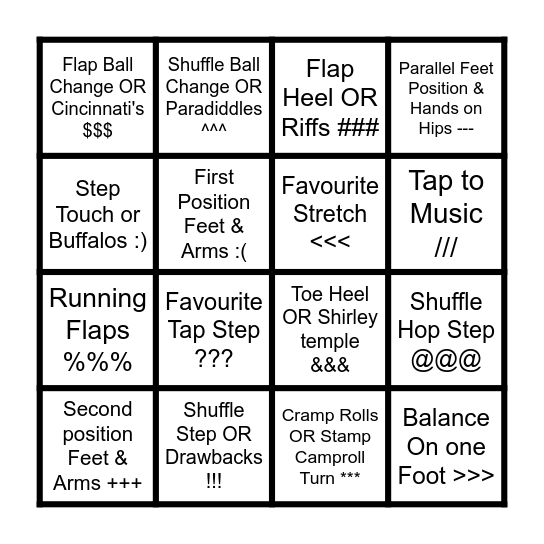 Tap B.I.N.G.O Bingo Card