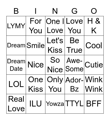 Valentine's Day Bingo Card