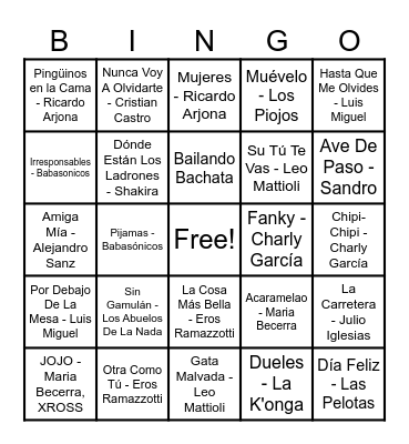 NOE BINGO Card