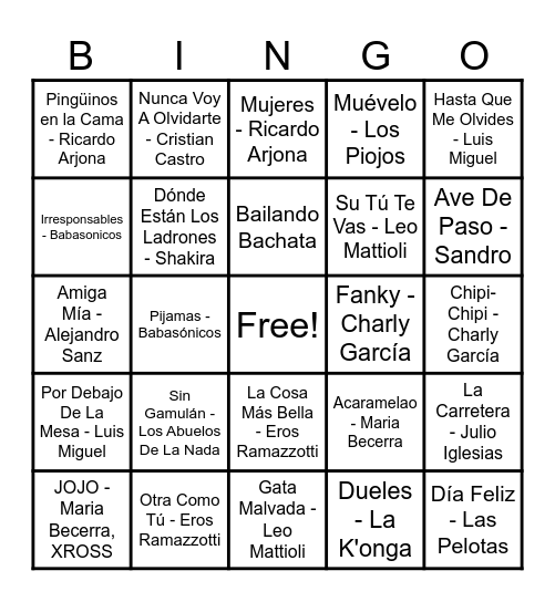 NOE BINGO Card
