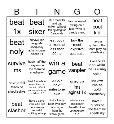 forsaken shedlusky Bingo Card