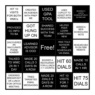 RACE TO THE FINISH BINGO! Bingo Card
