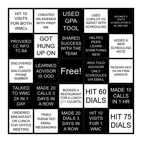 RACE TO THE FINISH BINGO! Bingo Card