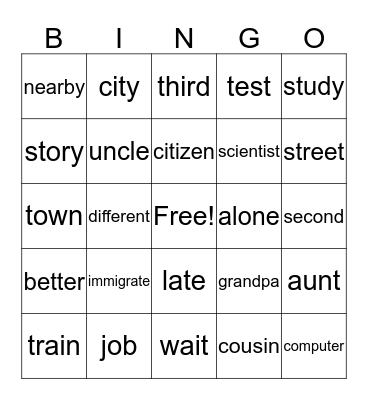 Maria and Grandpa Bingo Card