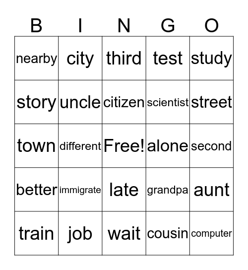 Maria and Grandpa Bingo Card