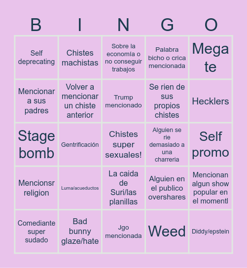 Stand Arriba Bin Go Bingo Card