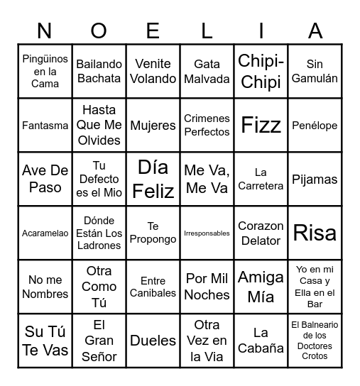 NOE BINGO Card