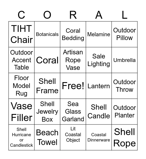 Summer Treasures Bingo Card