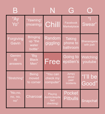 Jayden Bingo Card