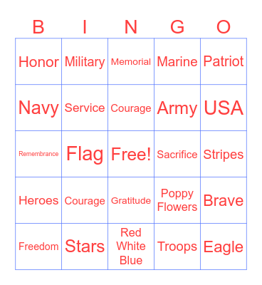 Memorial Day Bingo! Bingo Card