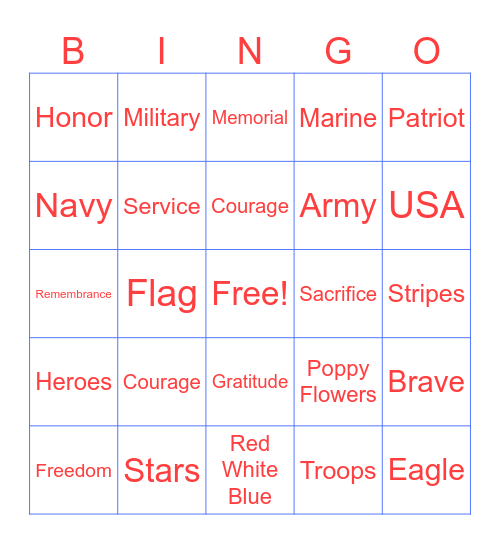 Memorial Day Bingo! Bingo Card