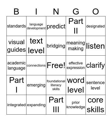 ELD Bingo Card