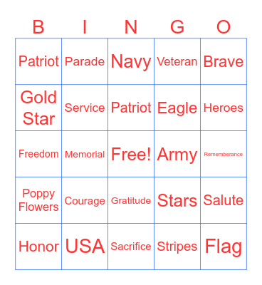 Memorial Day Bingo! Bingo Card