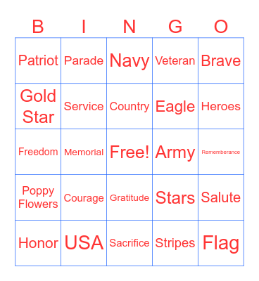 Memorial Day Bingo! Bingo Card