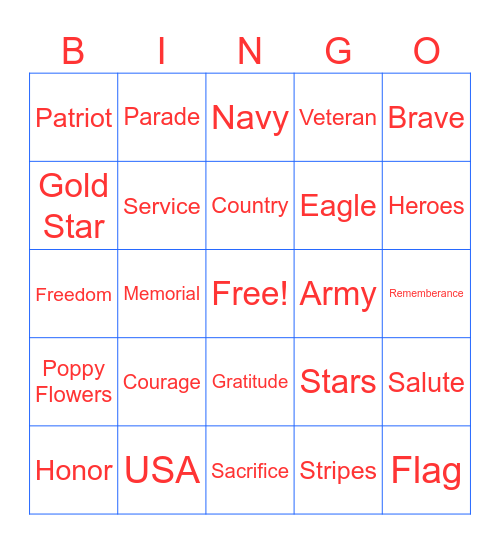 Memorial Day Bingo! Bingo Card