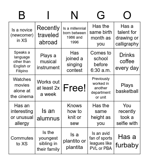 Meet and say Ciao to someone who Bingo Card