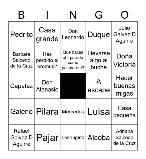 Valle Salvaje Bingo Card