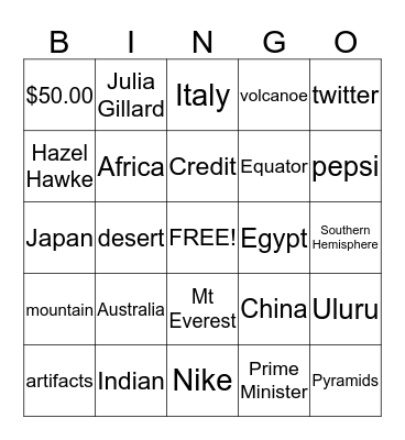S&E Bingo Card