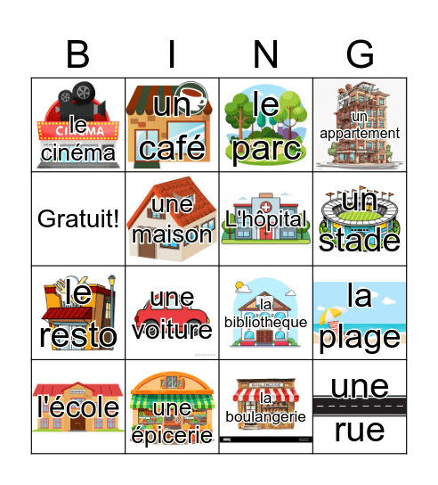 Dans ma ville... Bingo Card