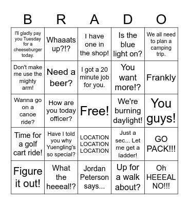 Brad-O Bingo Card