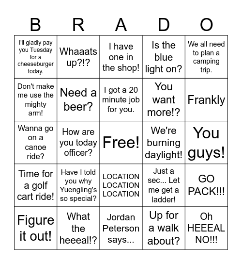 Brad-O Bingo Card