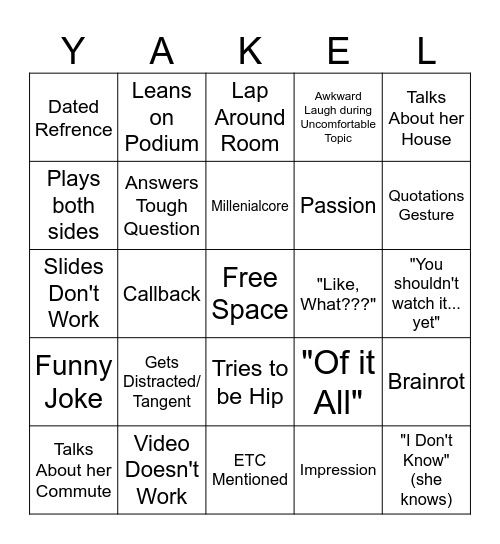 Ms. Yakel Bingo Card