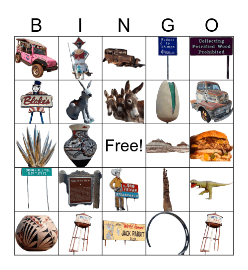 Route 66 Summer Bingo Card