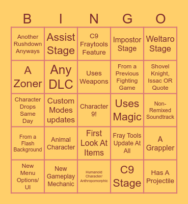 Character 9 Trailer! Bingo Card
