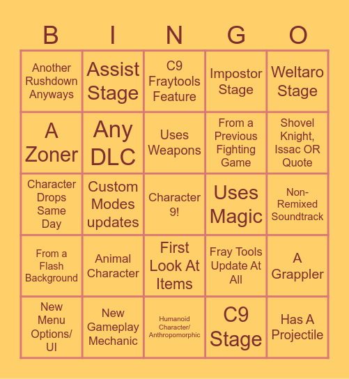 Character 9 Trailer! Bingo Card