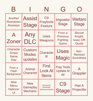 Character 9 Trailer! Bingo Card