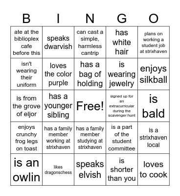 Strixhaven Student Bingo! Bingo Card