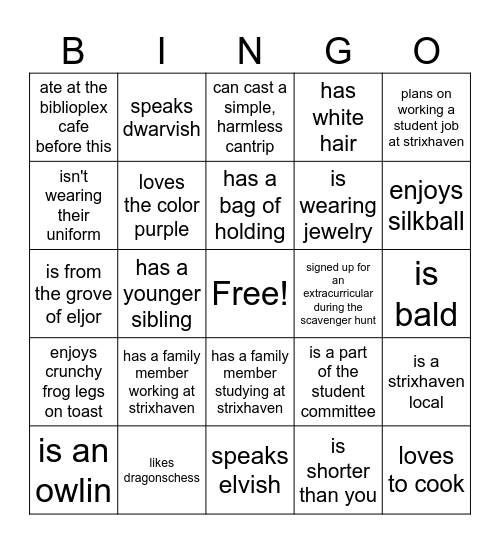Strixhaven Student Bingo! Bingo Card