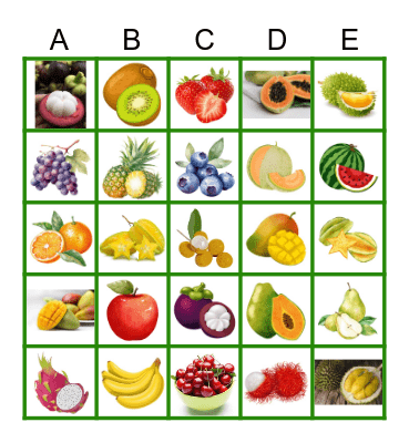 水 果 宾 果 (图） Bingo Card