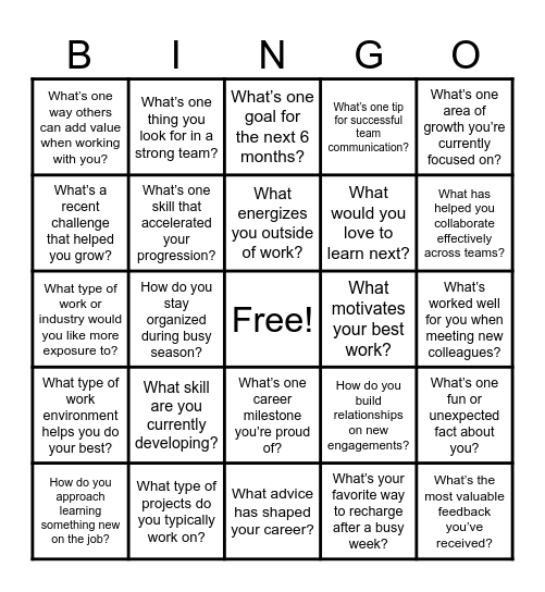 Assurance Bingo Card