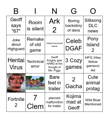 2026 Summer Games Fest Bingo Card