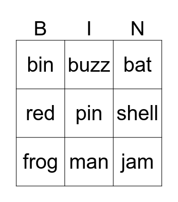Frogs Bingo Card