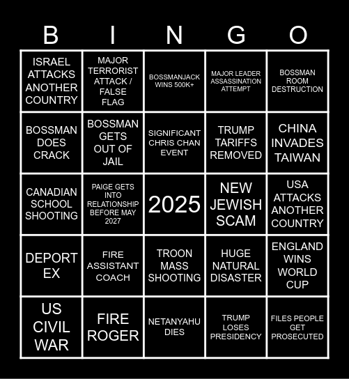 2025 Bingo Card